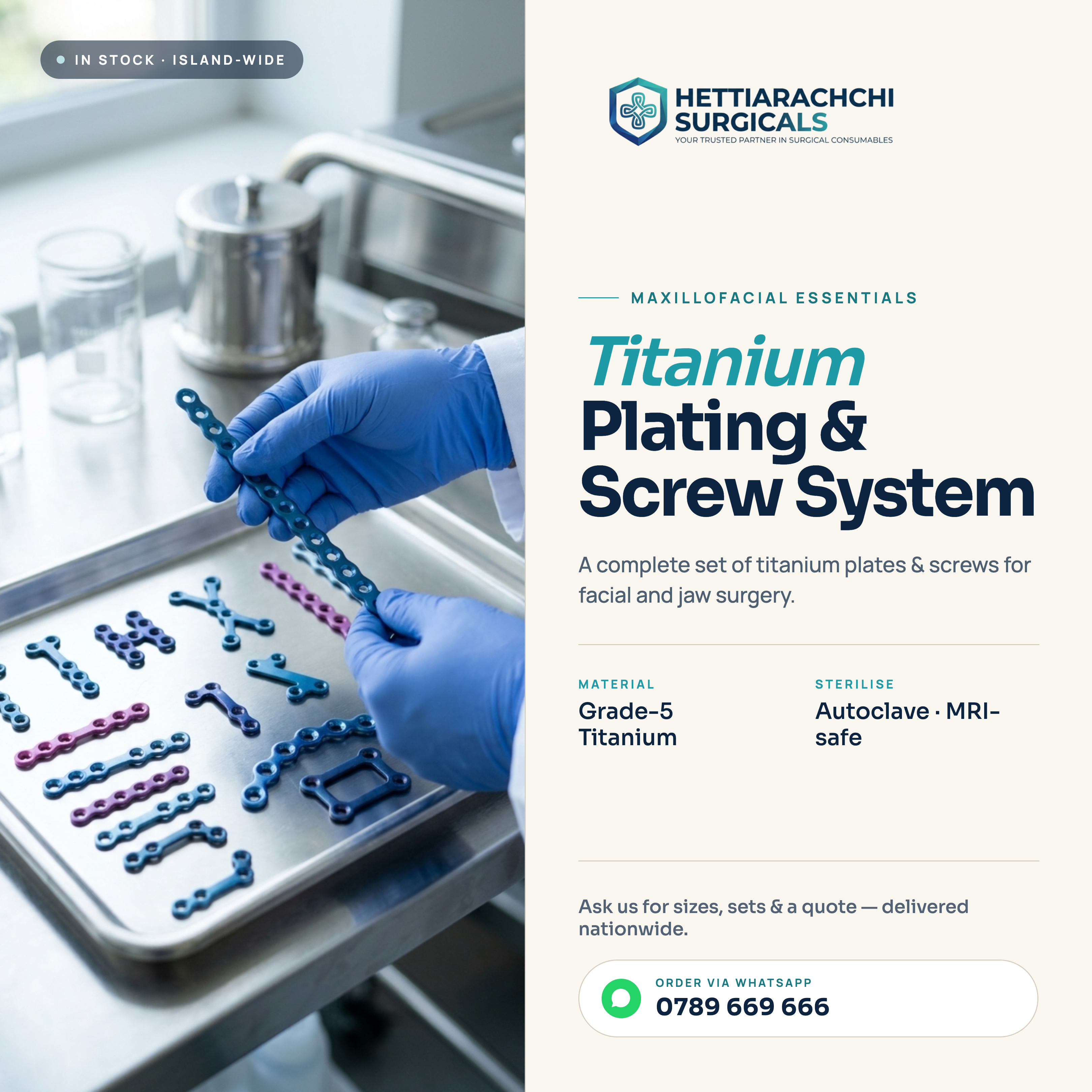 Titanium Plating — Premium surgical implant from Hettiarachchi Surgicals.